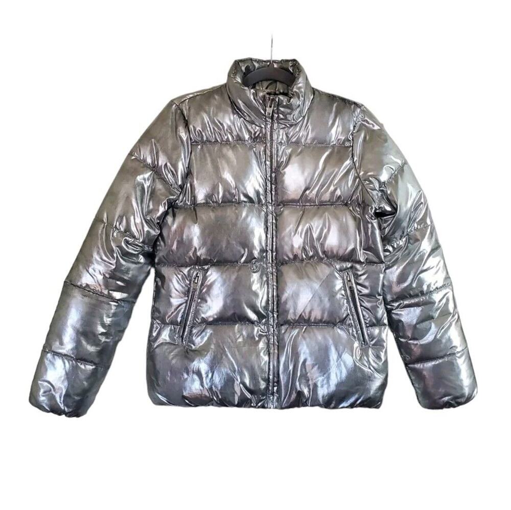 Lovers + Friends Metallic Silver Warm Trendy Puffer Jacket, Women's Size XS
